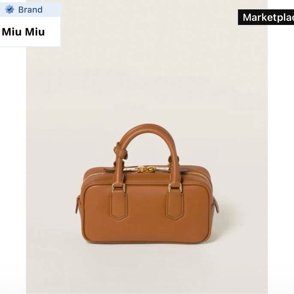 Tan Leather Bag with Gold Hardware